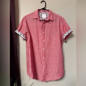 MS12 Men’s denim & Flower short sleeve button-down casual shirt size medium